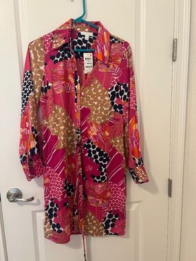 Charter Club multi colored button down belted dress